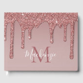 Roos Gold Sparkle Glam Glitter Drift Monogram Gastenboek (Voorkant)