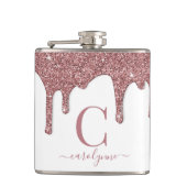 Roos Gold Sparkle Glam Glitter Drift Monogram Heupfles (Voorkant)