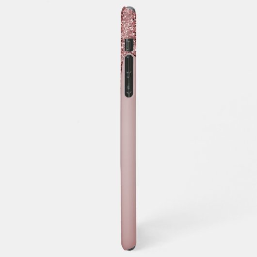 Roos Gold Sparkle Glam Glitter Drift Monogram iPhone Hoesje (Linkerkant)