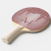 Roos Gold Sparkle Glam Glitter Drift Monogram Tafeltennisbatje (Voorkant Gekanteld)