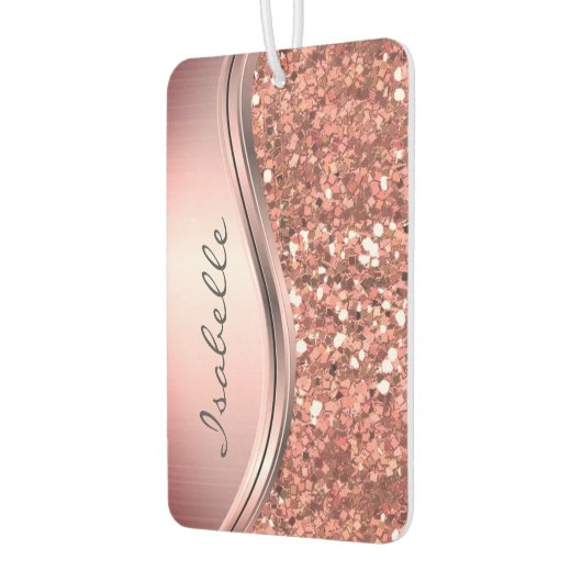 Roos Gold Sparkle Glam Glitter Personalized Metal Luchtverfrisser (Links)