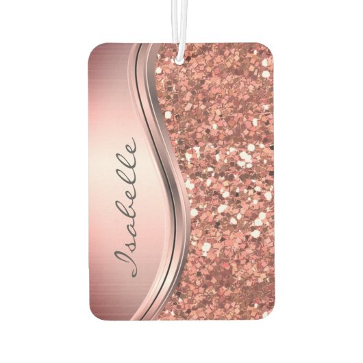 Roos Gold Sparkle Glam Glitter Personalized Metal Luchtverfrisser (Achterkant)
