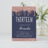 Roos Gold Sparkle Glitter 13e dertienjarig Kaart (Staand voorkant)