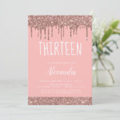 Roos Gold Sparkle Glitter 13e dertienjarig Kaart (Staand voorkant)