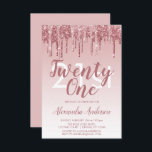Roos Gold Sparkle Glitter 21st Birthday Party Kaart<br><div class="desc">Roos Gold - Blush Pink Sparkle and Dripping Glitter Ombre Girly Birthday Party 21st (21ste) Birthday Party Invitation. Deze hedendaagse 21-jarige uitnodiging is ideaal voor de Roos Gold Sparkle Glitter Girly Party die het feest in Pink Rose Gold wil vieren. Neem contact op met de ontwerper voor overeenkomende aangepaste objecten....</div>