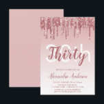 Roos Gold Sparkle Glitter 30th Birthday Party Kaart<br><div class="desc">Roos Gold - Blush Pink Sparkle and Dripping Glitter Ombre Girly Birthday Party 30th Birthday Party Invitation. Deze moderne dertigste verjaardag-uitnodiging is ideaal voor de Roos Gold Sparkle Glitter Girly Party die een feest wil vieren in Pink Rose Gold. Neem contact op met de ontwerper voor overeenkomende aangepaste objecten.</div>