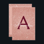 Roos Gold Sparkle Glitter 40th Birthday Party Kaart<br><div class="desc">Pink Rose Gold - Bourgondië Sparkle Glitter Girly Verjaardagsfeestje Monogram Naam en Initiaal 40e Verjaardagsfeestuitnodiging. Deze veertigste 40 verjaardagsuitnodiging is ideaal voor het Roos Gold Sparkle Glitter Girly Party dat in Pink Rose Gold wil vieren.</div>