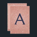 Roos Gold Sparkle Glitter 40th Birthday Party Kaart<br><div class="desc">Pink Rose Gold - Navy Blue Sparkle Glitter Girly Verjaardagsfeestje Monogram Naam en Initiaal 40e Verjaardagsfeestuitnodiging. Deze veertigste 40 verjaardagsuitnodiging is ideaal voor het Roos Gold Sparkle Glitter Girly Party dat in Pink Rose Gold wil vieren.</div>