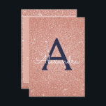 Roos Gold Sparkle Glitter 40th Birthday Party Kaart<br><div class="desc">Pink Rose Gold - Navy Blue Sparkle Glitter Girly Verjaardagsfeestje Monogram Naam en Initiaal 40e Verjaardagsfeestuitnodiging. Deze veertigste 40 verjaardagsuitnodiging is ideaal voor het Roos Gold Sparkle Glitter Girly Party dat in Pink Rose Gold wil vieren.</div>