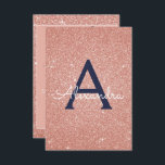 Roos Gold Sparkle Glitter 40th Birthday Party Kaart<br><div class="desc">Pink Rose Gold - Navy Blue Sparkle Glitter Girly Verjaardagsfeestje Monogram Naam en Initiaal 40e Verjaardagsfeestuitnodiging. Deze veertigste 40 verjaardagsuitnodiging is ideaal voor het Roos Gold Sparkle Glitter Girly Party dat in Pink Rose Gold wil vieren.</div>