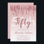 Roos Gold Sparkle Glitter 50th Birthday Party Kaart<br><div class="desc">Roos Gold - Blush Pink Sparkle and Dripping Glitter Ombre Girly Birthday Party 50th Birthday Party Invitation. Deze moderne vijftigste verjaardag-uitnodiging is ideaal voor de Roos Gold Sparkle Glitter Girly Party die een feest wil vieren in Pink Rose Gold. Neem contact op met de ontwerper voor overeenkomende aangepaste objecten.</div>