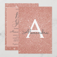 Roos Gold Sparkle Glitter Baby shower Invitation