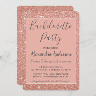 Roos Gold Sparkle Glitter Bachelorette Party Kaart