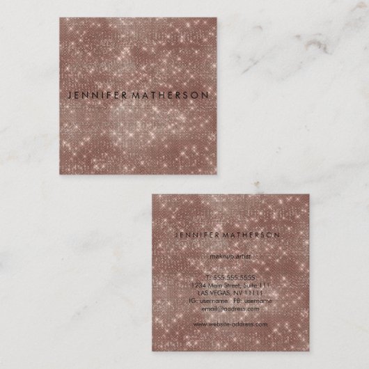 Roos Gold Sparkle Glitter Beauty Stylist Vierkante Visitekaartje (Voorkant / Achterkant)