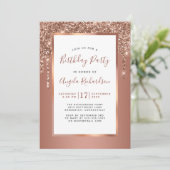 Roos Gold Sparkle Glitter Drift Birthday Party Kaart (Staand voorkant)
