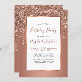 Roos Gold Sparkle Glitter Drift Birthday Party Kaart