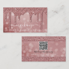 Roos Gold Sparkle Glitter Drift Bokeh QR Code Visitekaartje