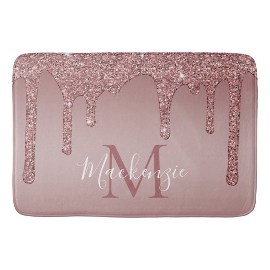 Roos Gold Sparkle Glitter Drift Monogram Badmat (Voorkant)