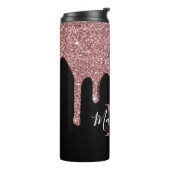 Roos Gold Sparkle Glitter Drift Monogram Black Thermosbeker (Gedraaid links)
