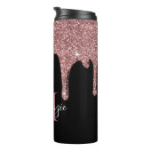 Roos Gold Sparkle Glitter Drift Monogram Black Thermosbeker (Geroteerd rechts)
