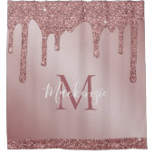 Roos Gold Sparkle Glitter Drift Monogram Douchegordijn (Voorkant)