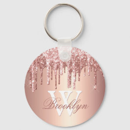 Roos Gold Sparkle Glitter Drift Monogram Initiaal Sleutelhanger