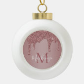 Roos Gold Sparkle Glitter Drift Monogram Keramische Bal Ornament (Voorkant)