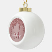 Roos Gold Sparkle Glitter Drift Monogram Keramische Bal Ornament (Rechts)
