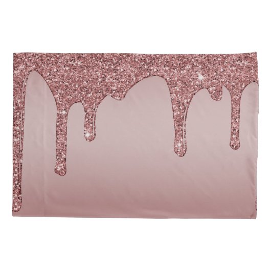 Roos Gold Sparkle Glitter Drift Monogram Kussensloop (Achterkant)