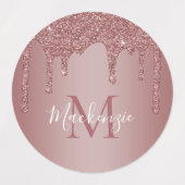 Roos Gold Sparkle Glitter Drift Monogram Labels (Design 1)