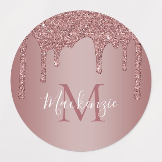 Roos Gold Sparkle Glitter Drift Monogram Labels (Design 1)