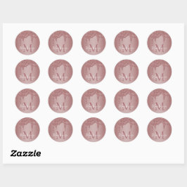 Roos Gold Sparkle Glitter Drift Monogram Ronde Sticker