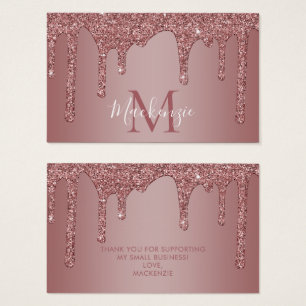 Roos Gold Sparkle Glitter Drift Monogram Visitekaartje
