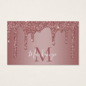 Roos Gold Sparkle Glitter Drift Monogram Visitekaartje (Voorkant)