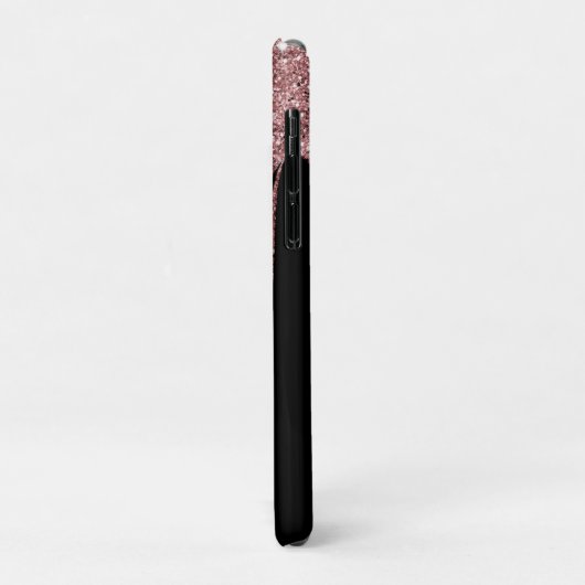 Roos Gold Sparkle Glitter Drift Monogram | Zwart Case-Mate iPhone Case (Achterkant/links)