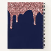 Roos Gold Sparkle Glitter Drift Navy Blue Monogram Notitieboek (Achterkant)