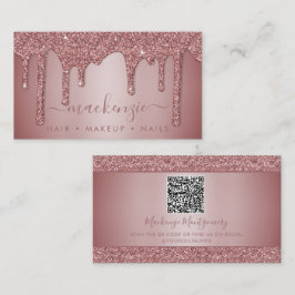 Roos Gold Sparkle Glitter Drift QR Code Visitekaartje