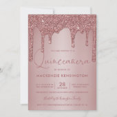 Roos Gold Sparkle Glitter Drift Quinceañera Kaart (Voorkant)