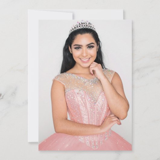 Roos Gold Sparkle Glitter Drift Quinceañera Save The Date (Achterkant)