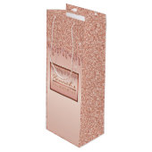Roos Gold Sparkle Glitter Drip Verjaardagsgeschenk Wijn Cadeautas (Voorkant Gekanteld)