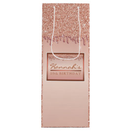 Roos Gold Sparkle Glitter Drip Verjaardagsgeschenk Wijn Cadeautas