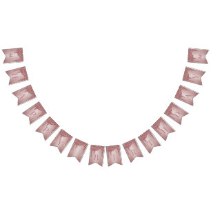 Roos Gold Sparkle Glitter Drips Monogram Verjaarda Vlaggetjes