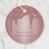 Roos Gold Sparkle Glitter Drips Verjaardag Monogra Bedankjes Labels (Achterkant)