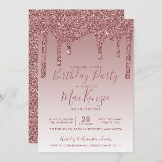 Roos Gold Sparkle Glitter droogt elk jaar op de da Kaart (Voorkant / Achterkant)