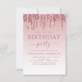 Roos Gold Sparkle Glitter Elke Leeftijd Verjaardag Kaart (Voorkant)