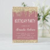 Roos Gold Sparkle Glitter Elke Leeftijd Verjaardag Kaart (Staand voorkant)