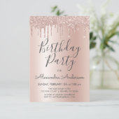 Roos Gold Sparkle Glitter Elke Leeftijd Verjaardag Kaart (Staand voorkant)