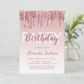 Roos Gold Sparkle Glitter Elke Leeftijd Verjaardag Kaart (Staand voorkant)