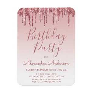 Roos Gold Sparkle Glitter Elke Leeftijd Verjaardag Magneet