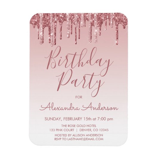 Roos Gold Sparkle Glitter Elke Leeftijd Verjaardag Magneet (Verticaal)